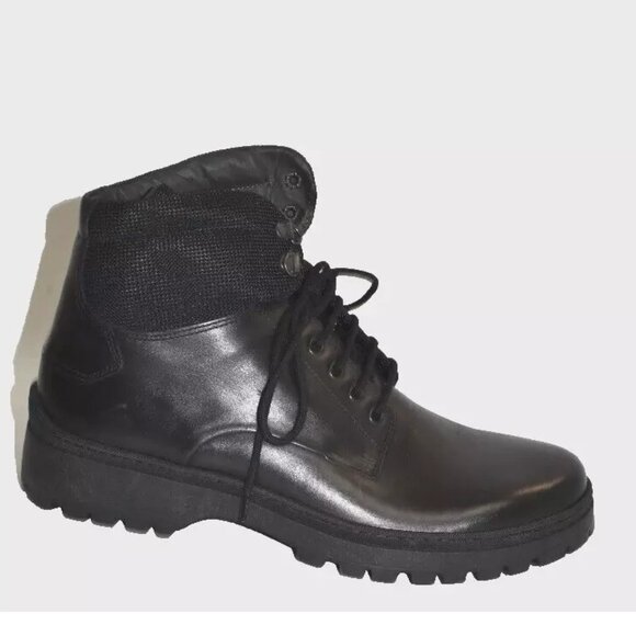 New! Bruno Magli Val Leather Derby Boots Size 11.5 M Black DD336A